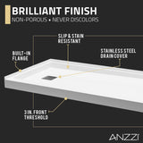 ANZZI SB-AZ101L ALEXANDER 60" x 30" Left Drain Shower Base in White