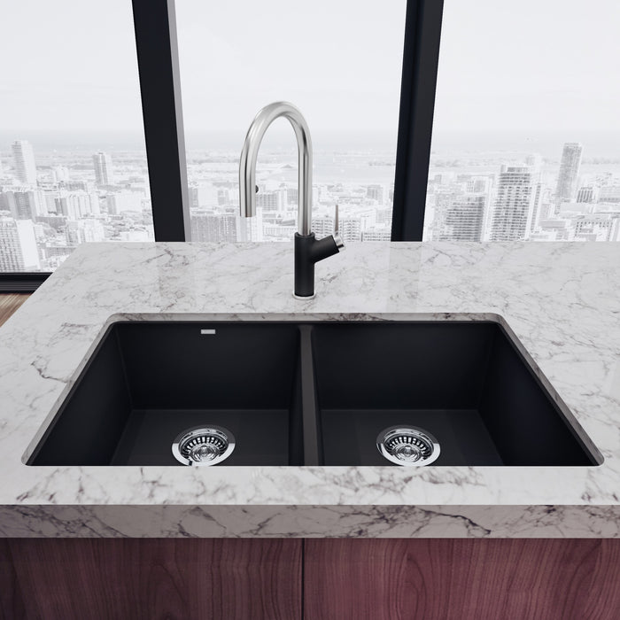 Blanco 516322 Precis SILGRANIT 29" 50/50 Double Bowl Undermount Kitchen Sink - Anthracite