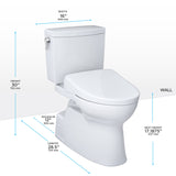 TOTO MW4744726CUFGA#01 WASHLET+ Vespin II 1G Two-Piece Toilet with Auto Flush WASHLET+ S7 Bidet Seat, Cotton White