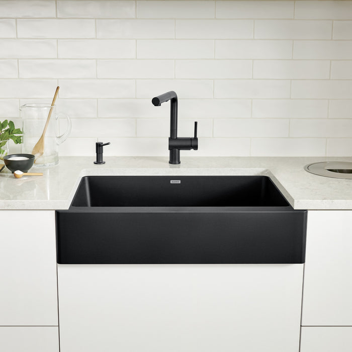 Blanco 526545 Vintera SILGRANIT 30" Single Bowl Apron-Front Farmhouse Sink - Coal Black