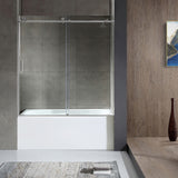 ANZZI SD1701BN-3260R 5 ft. Bathtub in White with 60" x 62" Frameless Sliding Tub Door in Brushed Nickel