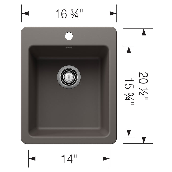 Blanco 443240 Liven SILGRANIT 17" Dual Mount Bar Sink - Volcano Gray