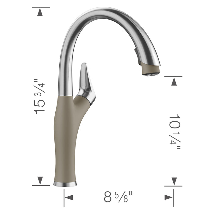 Blanco 442035 Artona Pull-Down Dual-Spray Kitchen Faucet - PVD Steel/Truffle