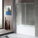 ANZZI SD1701CH-3260L 5 ft. Bathtub in White with 60" x 62" Frameless Sliding Tub Door in Polished Chrome