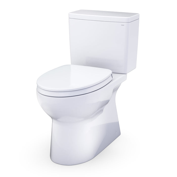 TOTO MS472124CEFG#01 Glaston Two-Piece Elongated 1.28 GPF Universal Height Toilet with Seat, Cotton White