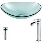 Major Series Deco-Glass Vessel Sink in Lustrous Green with Key Faucet in Polished Chrome