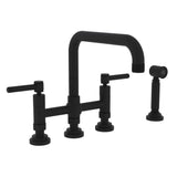 House of Rohl A3358ILWSMB-2 Campo Deck Mount U-Spout 3 Leg Bridge Kitchen Faucet with Sidespray