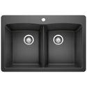 Blanco 440220 Diamond SILGRANIT 33" 50/50 Double Bowl Dual Mount Kitchen Sink - Anthracite