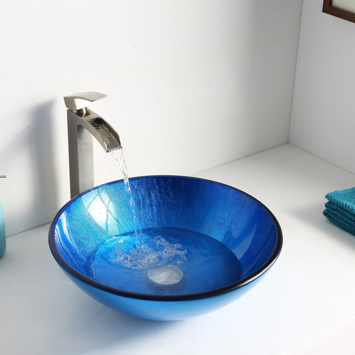 ANZZI LS-AZ027 Clavier Series Vessel Sink in Lustrous Blue