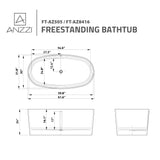 ANZZI FT-AZ8416 Bellentin 5.1 ft. Solid Surface Center Drain Freestanding Bathtub in Matte White