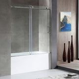 ANZZI SD1701CH-3260R 5 ft. Bathtub in White with 60" x 62" Frameless Sliding Tub Door in Polished Chrome