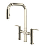 Rohl U.4551HT-PN-2 Perrin and Rowe Armstrong Pull-Down Bridge Kitchen Faucet with U-Spout