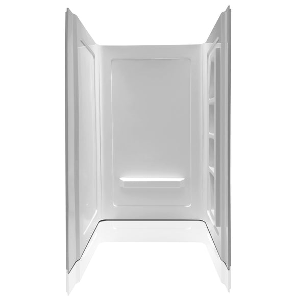 Forum 48 in. x 36 in. x 74 in. 3-piece DIY Friendly Alcove Shower Surround in White