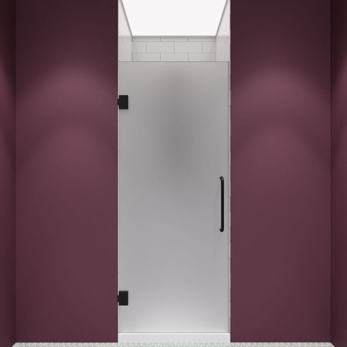 ANZZI SD-AZ8075-01MBF Passion Series 24" by 72" Frameless Hinged Shower Door in Matte Black with Frosted Glass