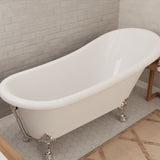 ANZZI FT-CF131LXFT-CH 67.32" Diamante Slipper-Style Acrylic Claw Foot Tub in White