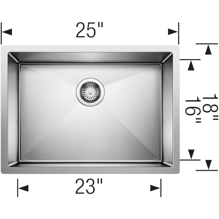 Blanco 515822 Precision R10 25" Single Bowl Undermount Stainless Steel Kitchen Sink