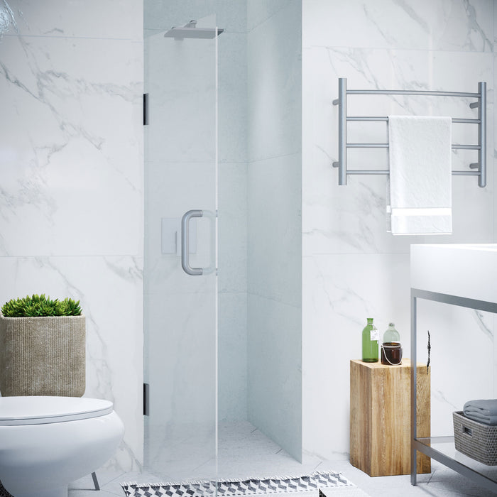 ANZZI SD-AZ09-01BN Fellow Series 24" by 72" Frameless Hinged shower door in Brushed Nickel with Handle