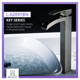 ANZZI L-AZ097BN Key Series Single Hole Single-Handle Vessel Bathroom Faucet in Brushed Nickel