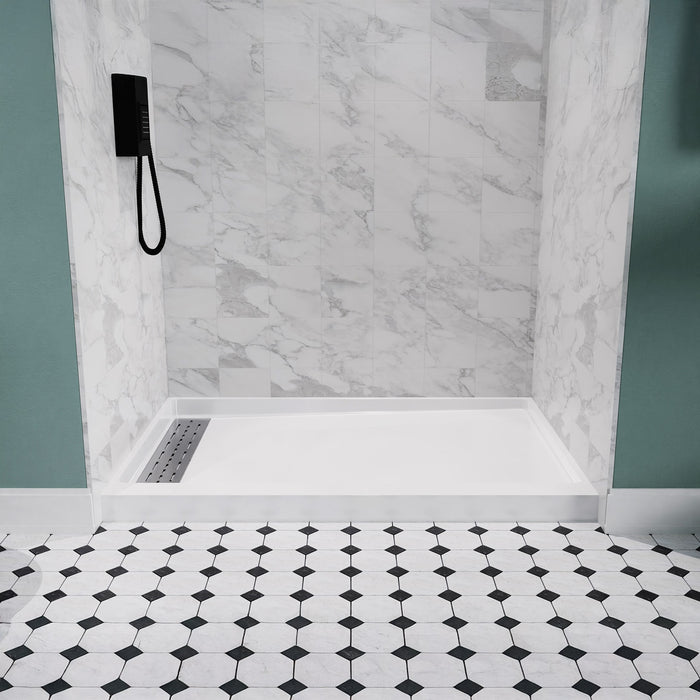 ANZZI SB-AZ103L ALEXANDER 48" x 32" Left Drain Shower Base in White