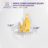 ANZZI AC-AZSC64CH 3-Piece Corner Shower Caddy Shelf Set with 8 Adhesive in Chrome