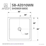 ANZZI SB-AZ010WN Valley Series 38" x 38" Shower Base in White