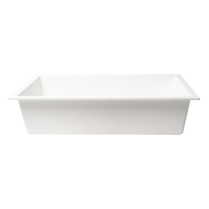ALFI Brand AB3418SBUM-W White 33" Granite Composite Workstation Single Bowl Undermount Sink