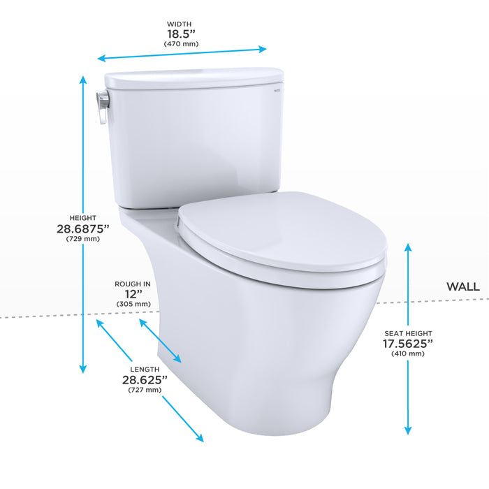 TOTO MS442124CUFG#11 Nexus 1G Elongated Universal Height Toilet with SoftClose Seat, Colonial White