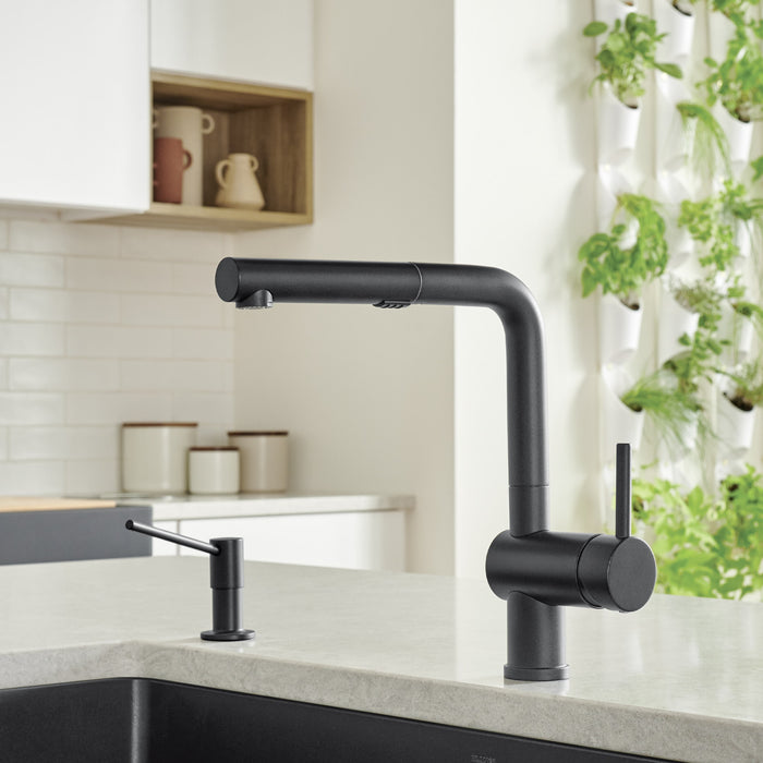 Blanco 526374 Linus Low Arc Pull-Out Dual-Spray Kitchen Faucet - Coal Black