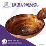 ANZZI LS-AZ061 Stanza Series Vessel Sink in Brown with Faucet in Lustrous Brown