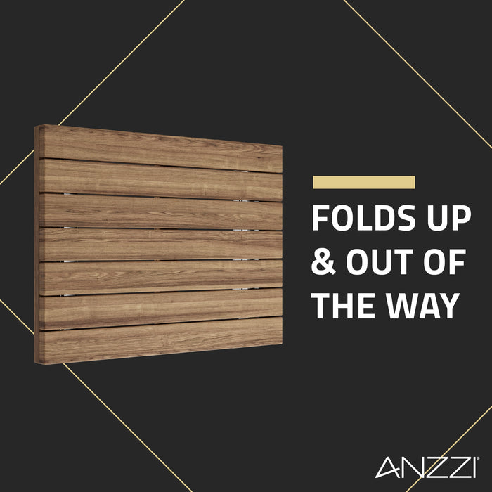 ANZZI AC-AZ8209 Shoren 16.93" Teak Wall Mounted Folding Shower Seat