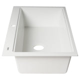 ALFI Brand AB3418SBDI-W White 33" Granite Composite Workstation Step Rim Single Bowl Drop-in Sink