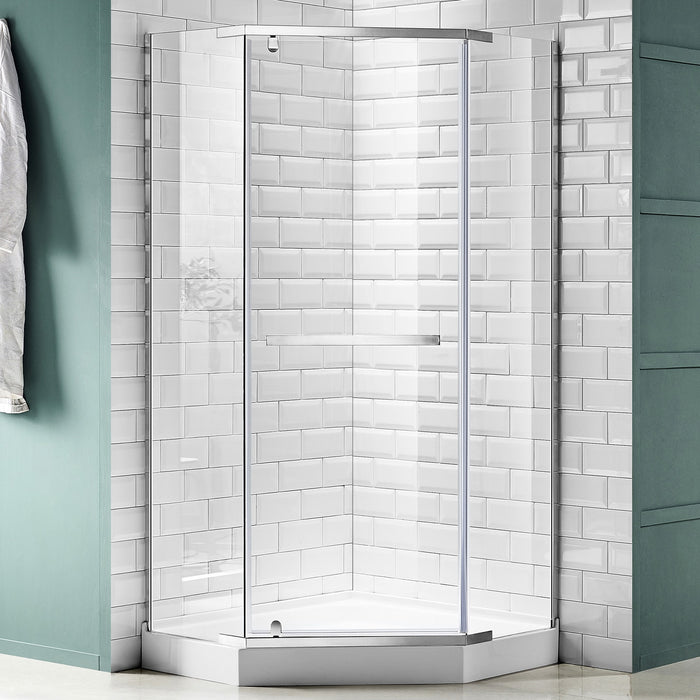 ANZZI SD-AZ056-01BN Castle Series 49" x 72" Semi-Frameless Shower Door in Brushed Nickel