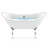 69.29" Belissima Double Slipper Acrylic Claw Foot Tub in White