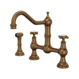 Rohl U.4755X-EB-2 Perrin and Rowe Edwardian Bridge Kitchen Faucet with Sidespray