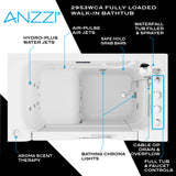 ANZZI 2953WCRWD Right Drain Fully Loaded Wheelchair Access Walk-in Tub with Air and Whirlpool Jets Hot Tub