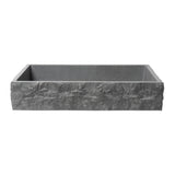 ALFI Brand ABCO24R 24" Solid Concrete Chiseled Style Rectangular Above Mount Vessel Sink