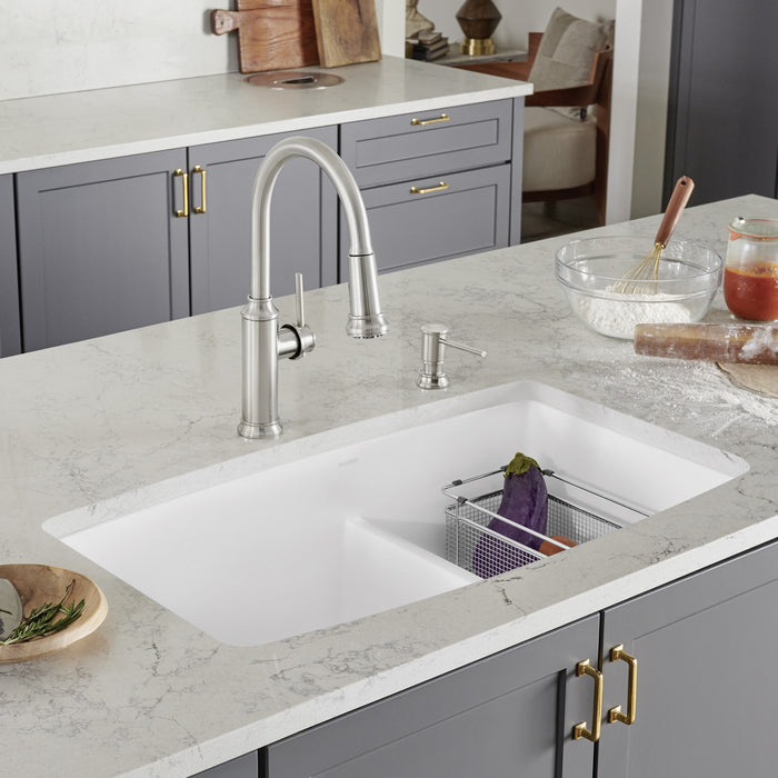 Blanco 441310 Performa SILGRANIT 33" 60/40 Double Bowl Undermount Kitchen Sink in White