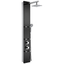 Melody 59 in. 6-Jetted Shower Panel with Heavy Rain Shower and Spray Wand in Black Deco-Glass