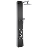 Melody 59 in. 6-Jetted Shower Panel with Heavy Rain Shower and Spray Wand in Black Deco-Glass