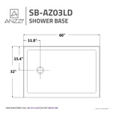 ANZZI SB-AZ03LD Tier 32 x 60" Left Drain Single Threshold Shower Base in White