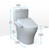 TOTO MW4463074CEMFGN#01 Aquia IV Two-Piece Elongated Universal Height Dual Flush Toilet and WASHLET C2 Bidet Seat