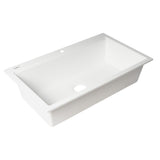 ALFI Brand AB3418SBDI-W White 33" Granite Composite Workstation Step Rim Single Bowl Drop-in Sink