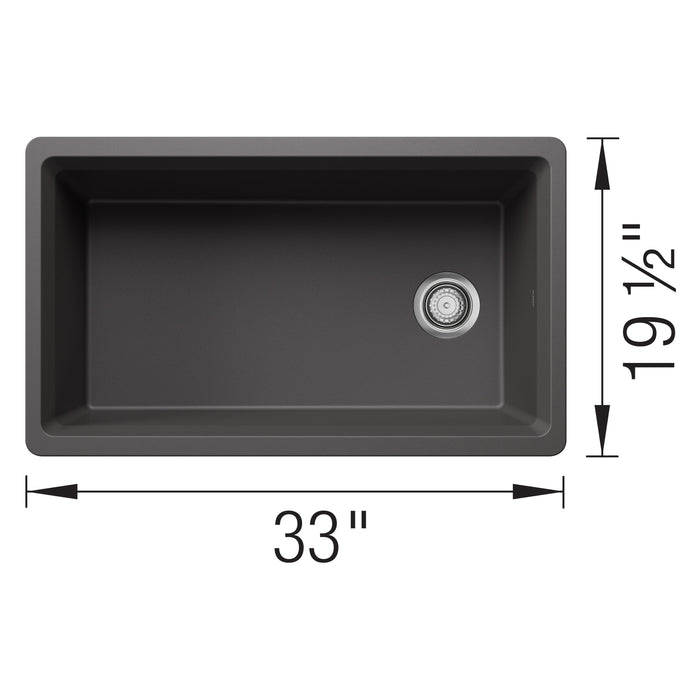 Blanco 443313 Inteos SILGRANIT 33" Single Bowl Undermount Workstation Kitchen Sink - Cinder