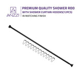 ANZZI AC-AZSR88MB 48-88 Inches Shower Curtain Rod with Shower Hooks in Matte Black