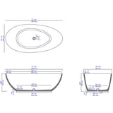 ALFI Brand ABCO72TUB 72" Solid Concrete Tear Drop Freestanding Bathtub