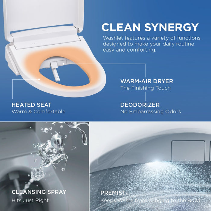 TOTO MW6863446CUFG#01 Aurora 1G WASHLET+ S5 One-Piece Elongated 1.0 GPF Universal Height Toilet