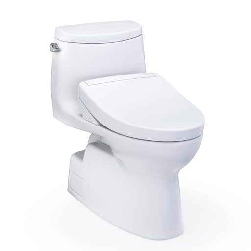 TOTO Washlet+ Carlyle II One-Piece Elongated 1.28 GPF Toilet and Washlet+ S5 Bidet Seat, Cotton White - MW6143446CEFG#01