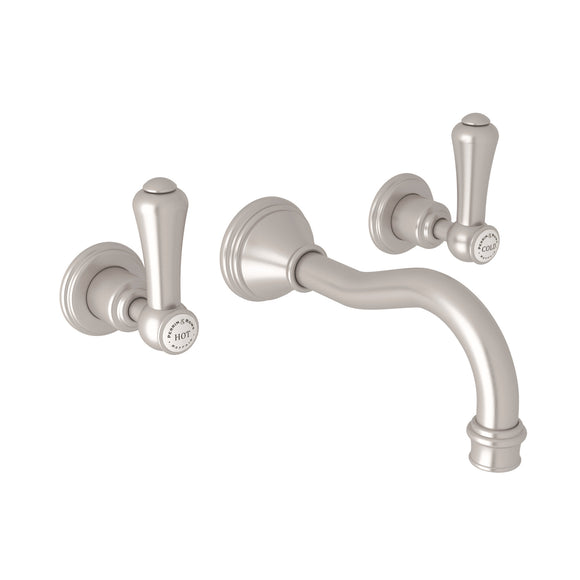 Rohl U.3793LSP-STN/TO-2 Perrin and Rowe Georgian Era Wall Mount Widespread Bathroom Faucet