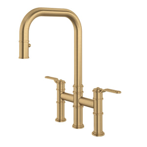 Rohl U.4551HT-SEG-2 Perrin and Rowe Armstrong Pull-Down Bridge Kitchen Faucet with U-Spout