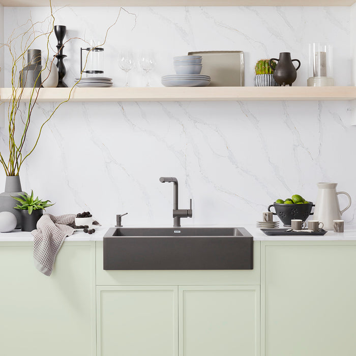 Blanco 526539 Vintera SILGRANIT 30" Single Bowl Apron-Front Farmhouse Sink - Cinder